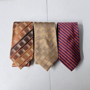 Brooks Brothers Van Heusen Mix Brands Neckties Lot of 3 Striped Plaid Silk Blend
